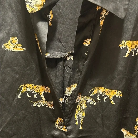 Milk & Honey s Black Tiger Print Button-Up Shirt - Picture 3 of 6